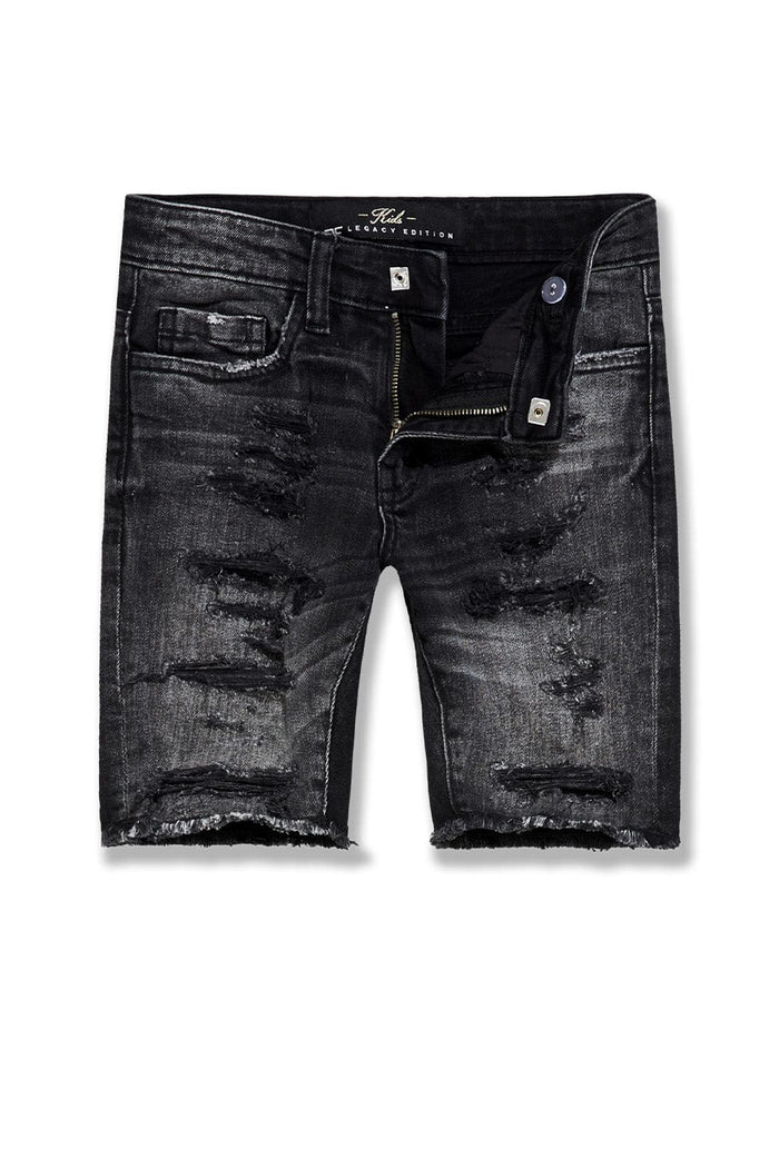 Jordan Craig Kids Arlington denim shorts in Black Shadow, featuring a stylish design and comfortable fit for young children.
