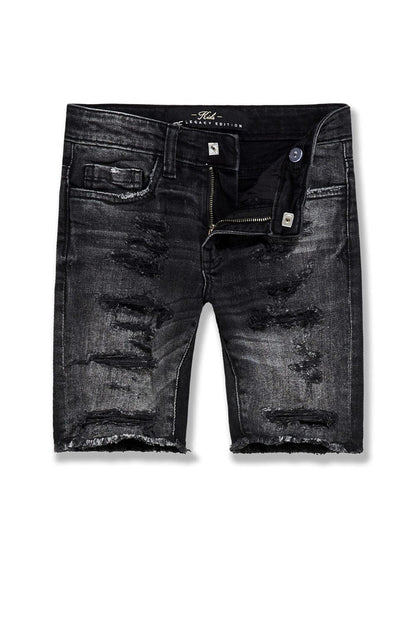 Jordan Craig Kids Arlington denim shorts in Black Shadow, featuring a stylish design and comfortable fit for young children.
