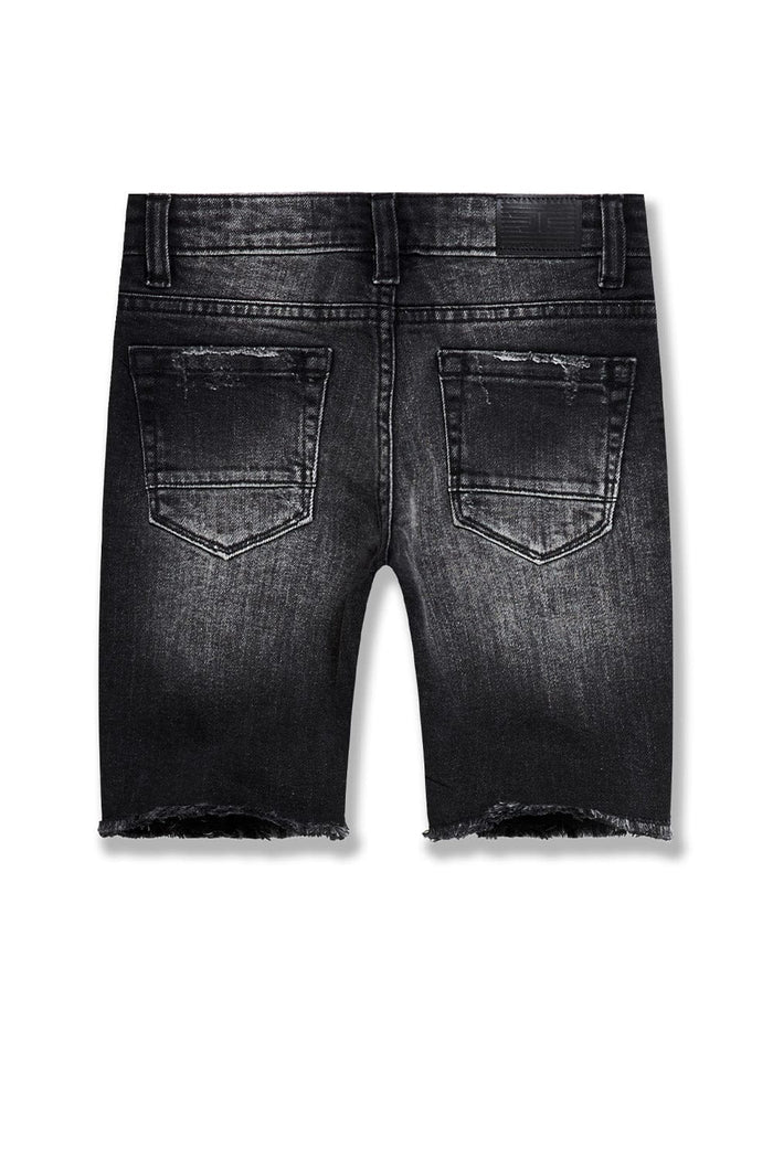Jordan Craig Kids Arlington denim shorts in black shadow, casual kids' shorts with a relaxed fit and classic denim style.