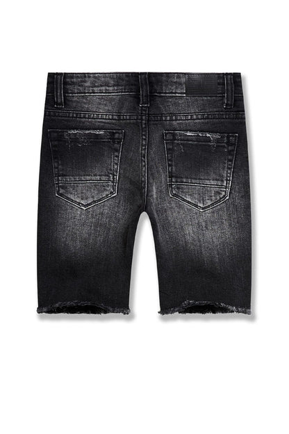 Jordan Craig Kids Arlington denim shorts in black shadow, casual kids' shorts with a relaxed fit and classic denim style.