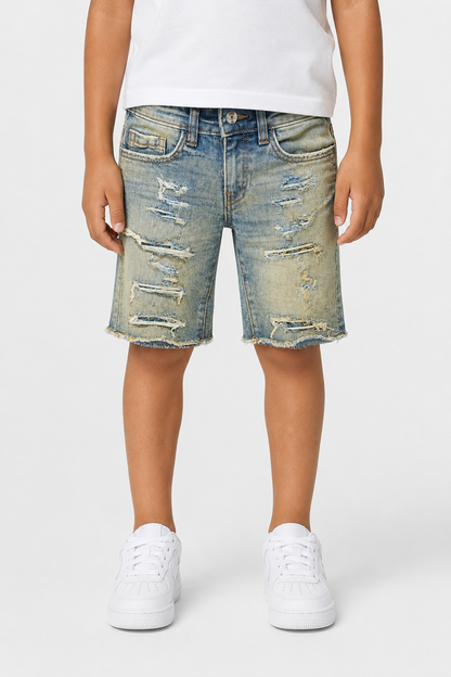 Jordan Craig Kids Arlington denim shorts in desert storm color, featuring a casual fit and stylish design for children.