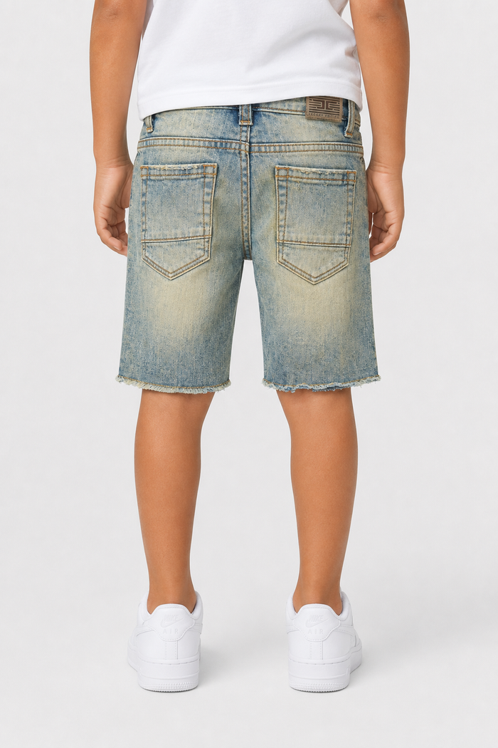 Jordan Craig Kids Arlington denim shorts in desert storm color, featuring a casual fit and classic denim style for kids.