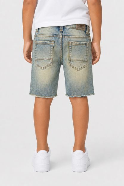 Jordan Craig Kids Arlington denim shorts in desert storm color, featuring a casual fit and classic denim style for kids.