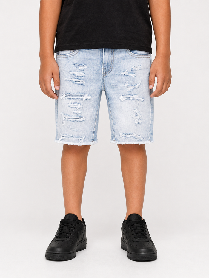 Jordan Craig Kids Arlington sky blue denim shorts, casual kids' shorts with a classic denim look and comfortable fit.