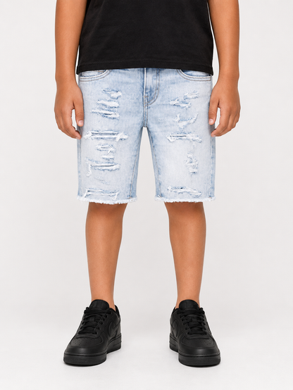 Jordan Craig Kids Arlington sky blue denim shorts, casual kids' shorts with a classic denim look and comfortable fit.