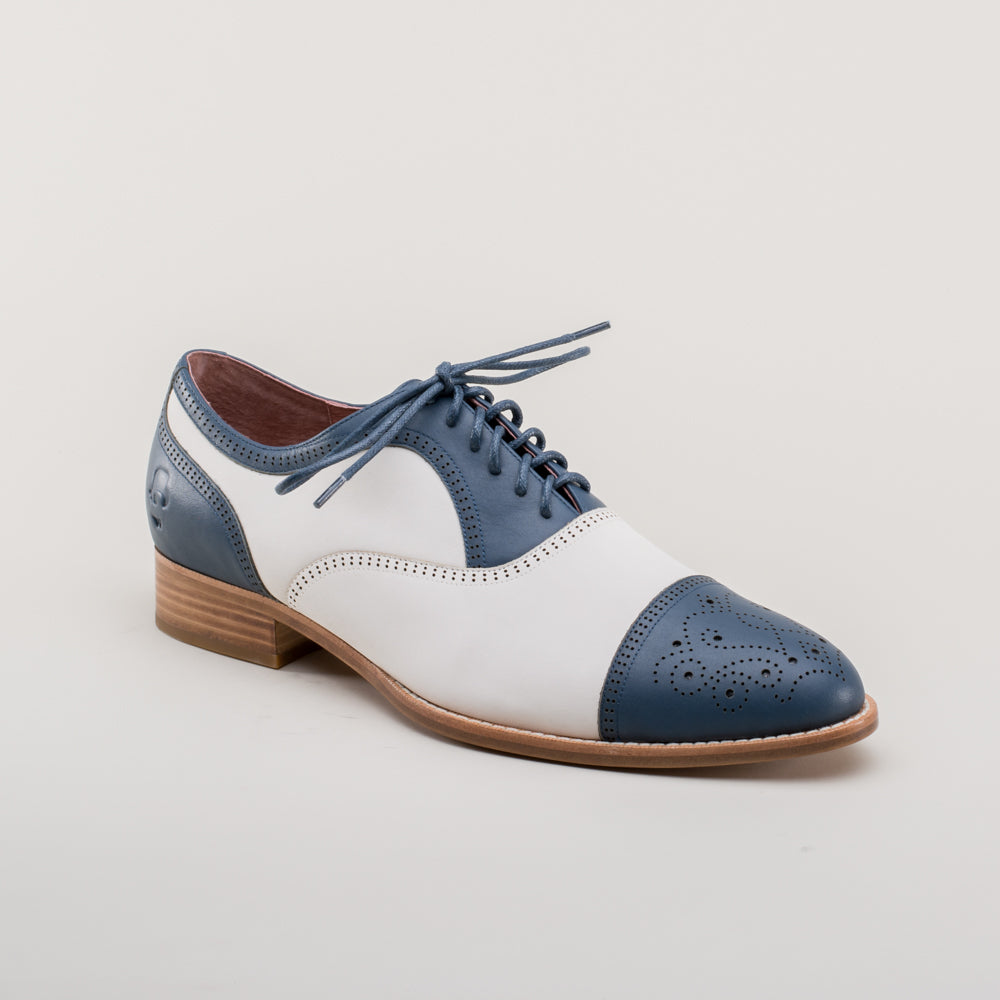 Dandy Men's Vintage Cap Toe Oxfords (Blue/White)