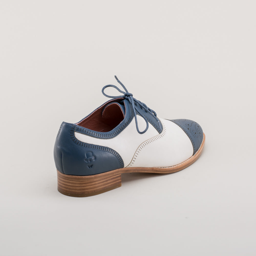 Dandy Men's Vintage Cap Toe Oxfords (Blue/White)