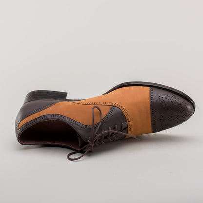 Dandy Men's Vintage Cap Toe Oxfords (Brown/Cognac)