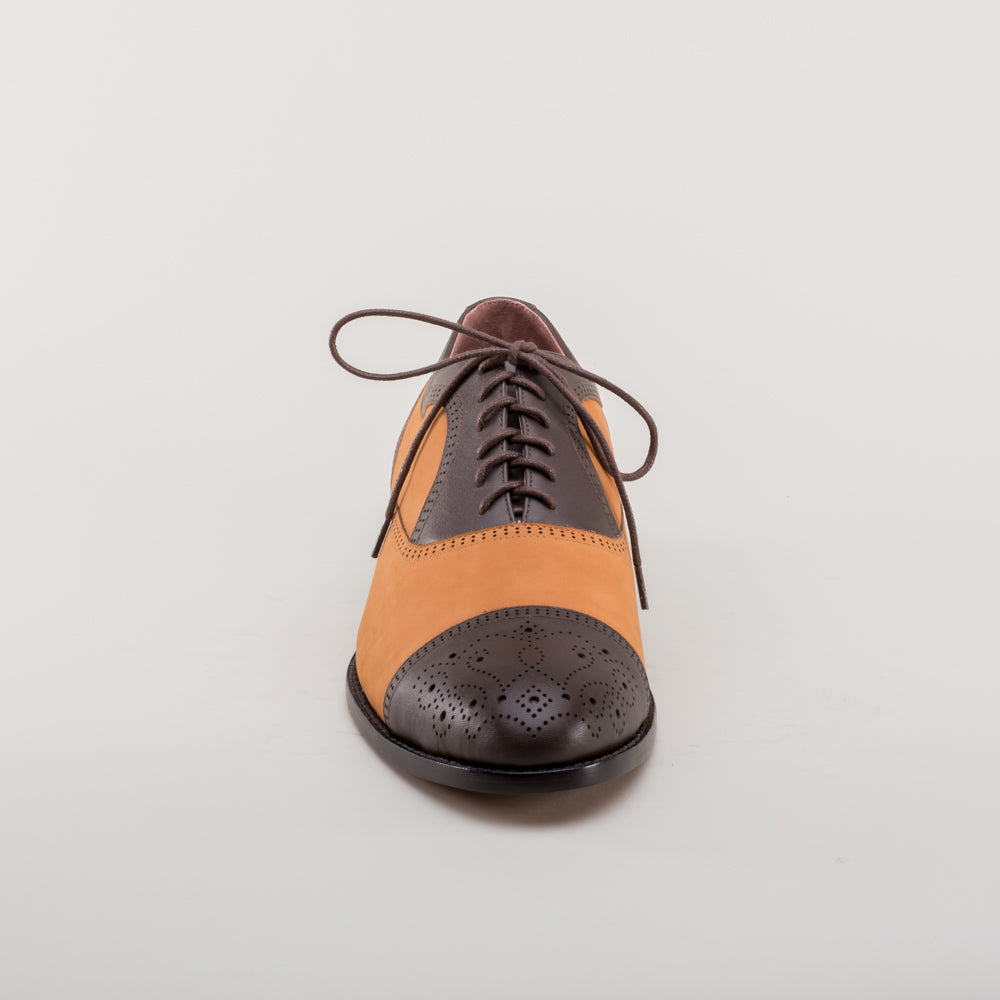 Dandy Men's Vintage Cap Toe Oxfords (Brown/Cognac)