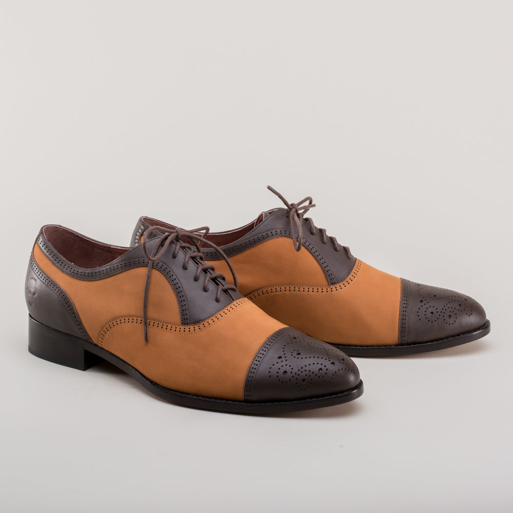 Dandy Men's Vintage Cap Toe Oxfords (Brown/Cognac)