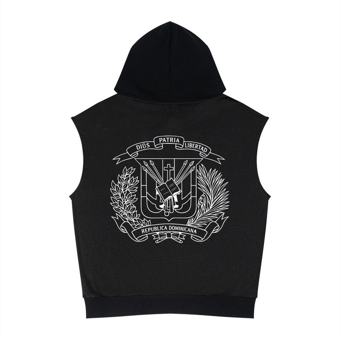 Dominican Republic Unisex Panel Mesh Sleeveless Hoodie