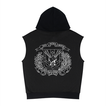 Dominican Republic Unisex Panel Mesh Sleeveless Hoodie