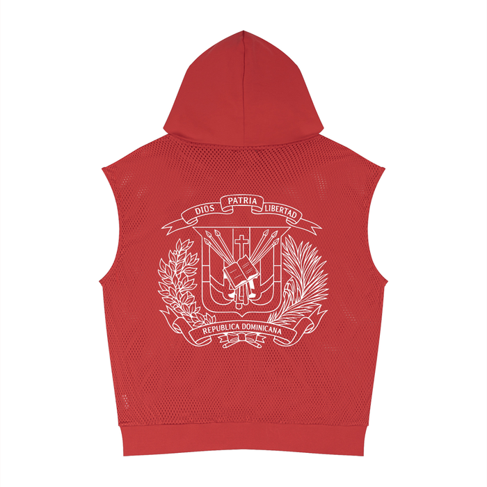 Dominican Republic Unisex Panel Mesh Sleeveless Hoodie
