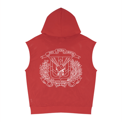 Dominican Republic Unisex Panel Mesh Sleeveless Hoodie