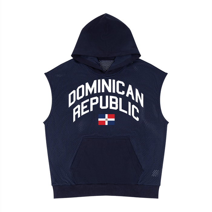 Dominican Republic Unisex Panel Mesh Sleeveless Hoodie