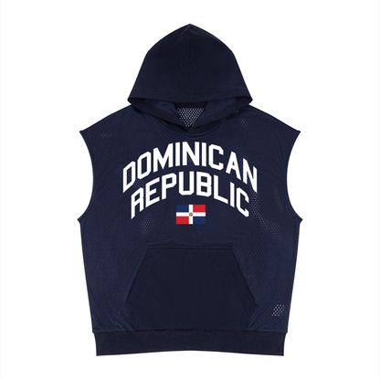 Dominican Republic Unisex Panel Mesh Sleeveless Hoodie