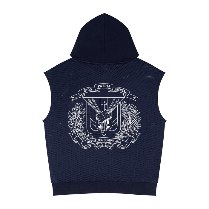 Dominican Republic Unisex Panel Mesh Sleeveless Hoodie