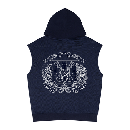 Dominican Republic Unisex Panel Mesh Sleeveless Hoodie