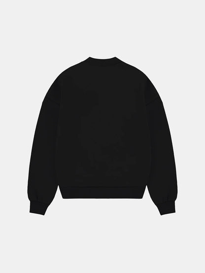 630 GSM BOXY CROPPED FIT 'BLACK' CREWNECK