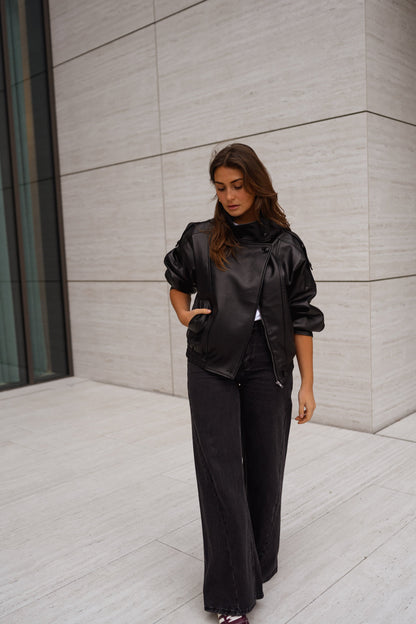 Black Faux Leather Deborah Jacket