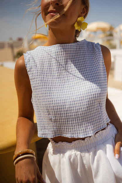 Blue and Ecru Charlene Top