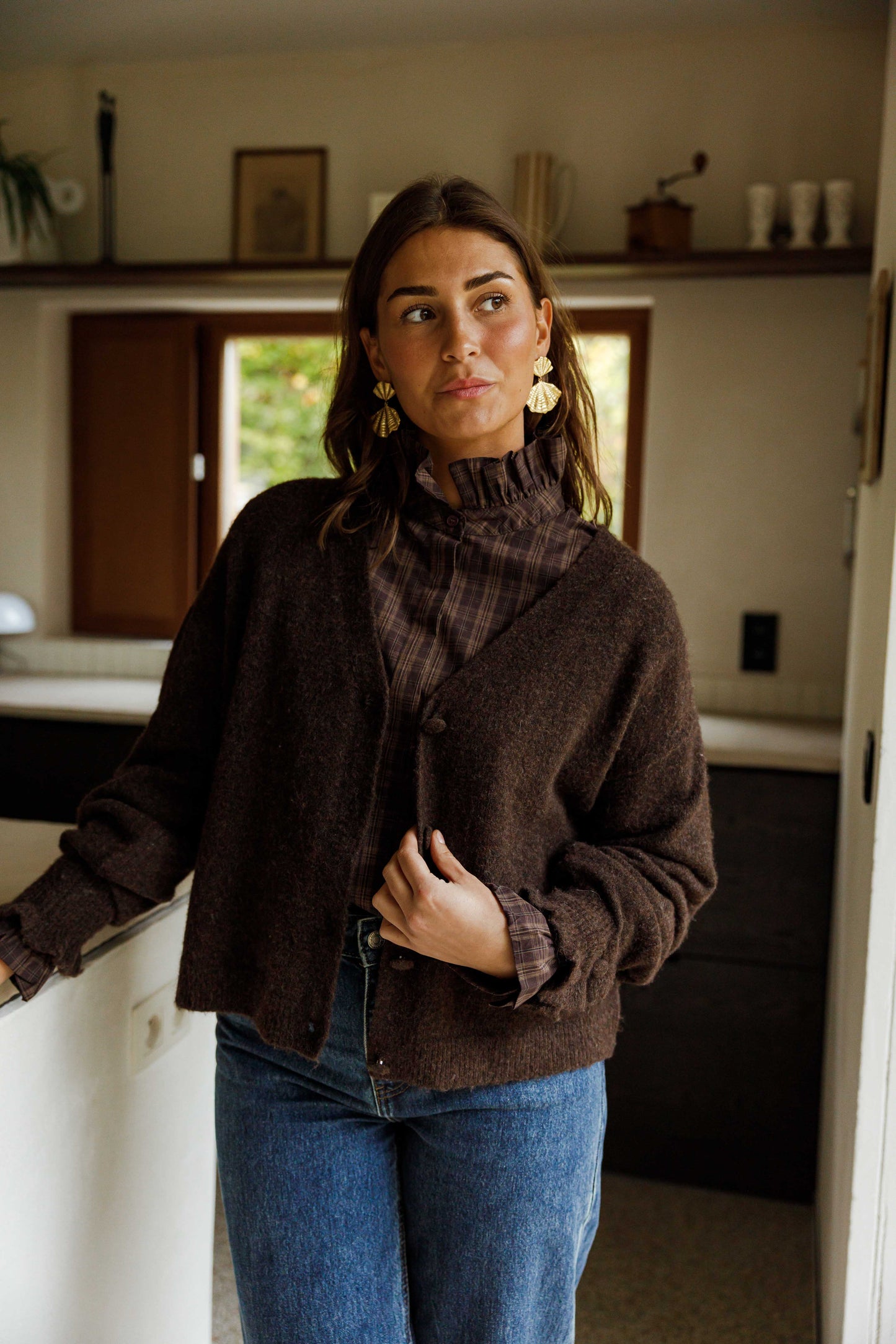 Brown Checkered Therese Shirt