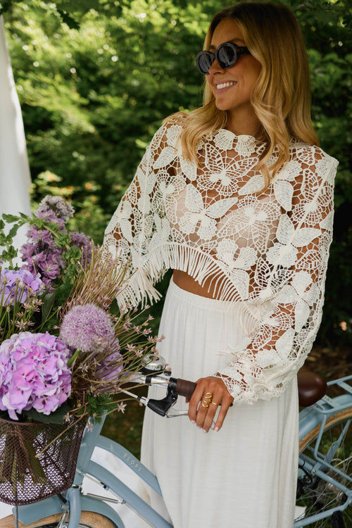 Ecru Crochet Butterfly Blouse