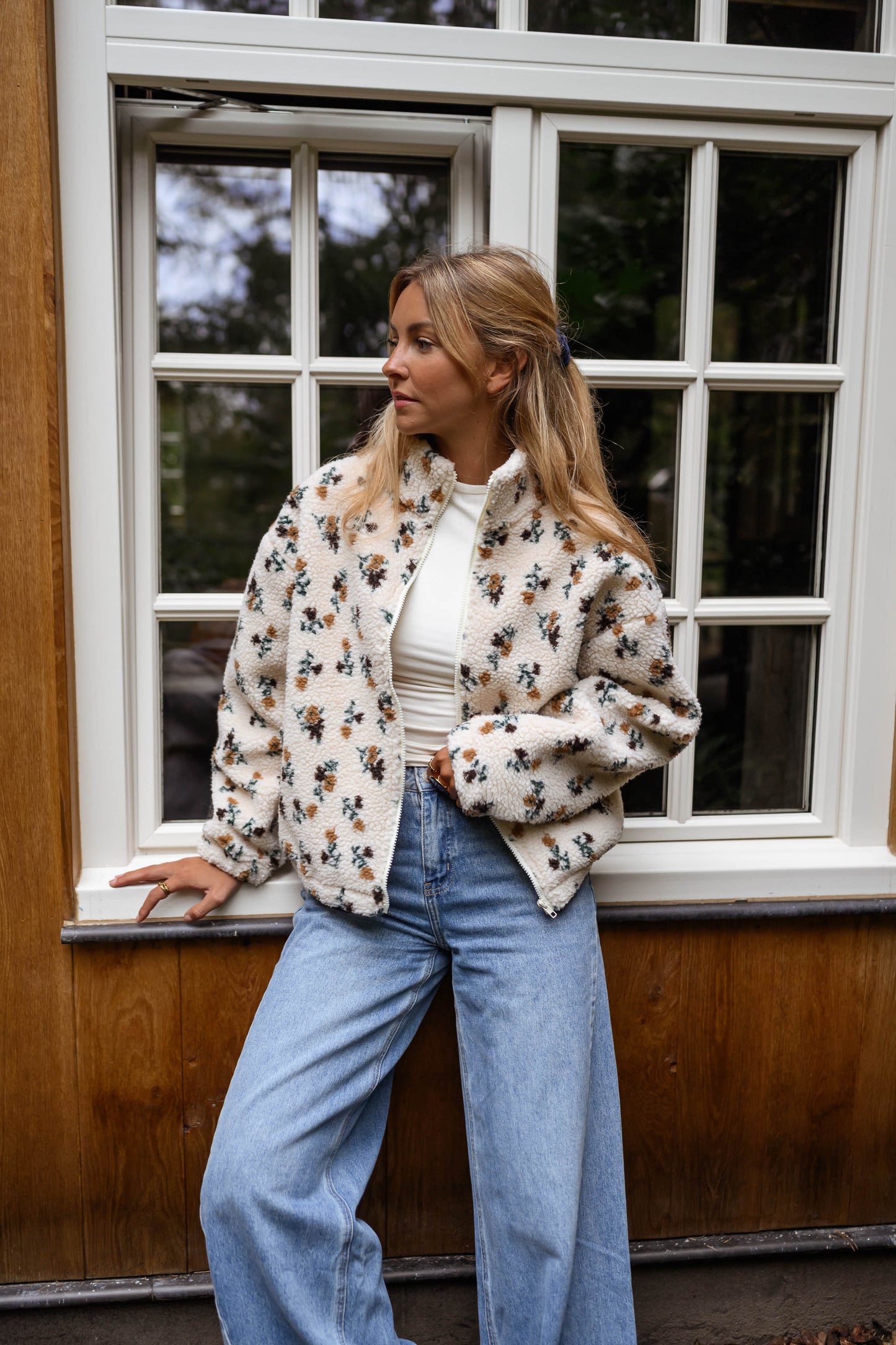Ecru Floral Alice Fleece Jacket