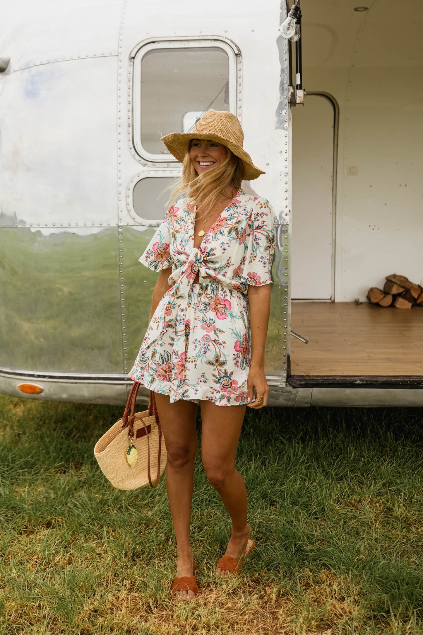 Ecru Floral Annette Romper