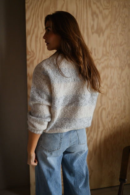 Ecru and Grey Debby Sweater