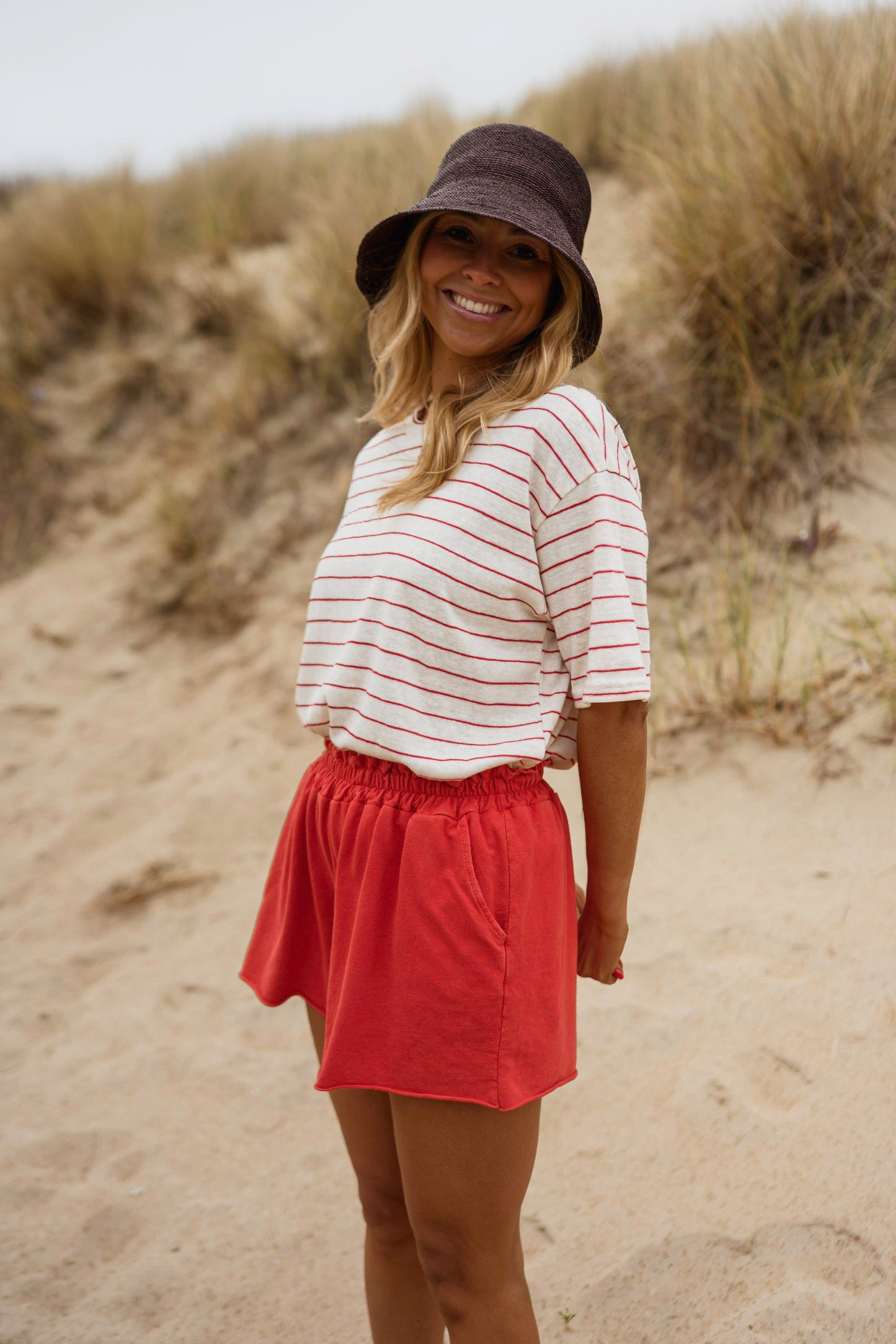 Ecru With Red Stripes Emmy T-Shirt
