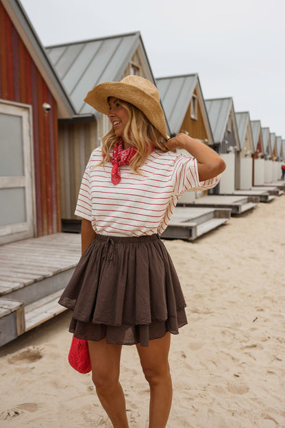 Ecru With Red Stripes Emmy T-Shirt