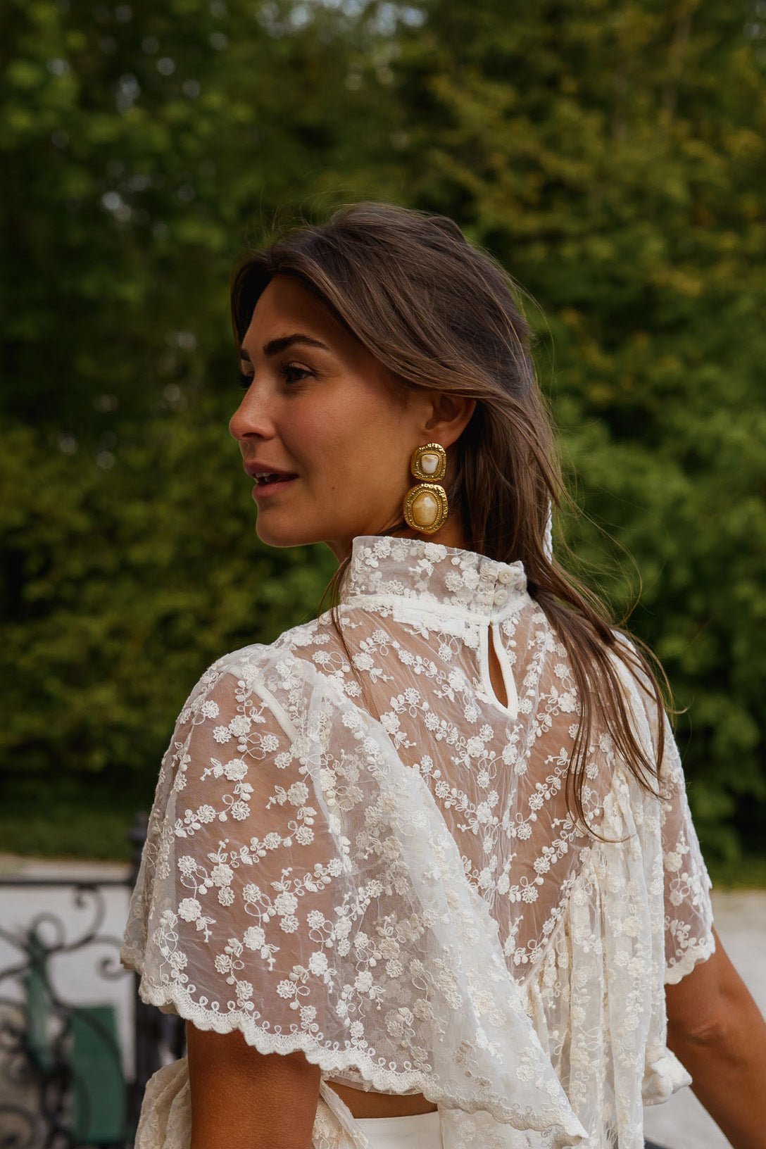 Golden And Beige Idil Earrings