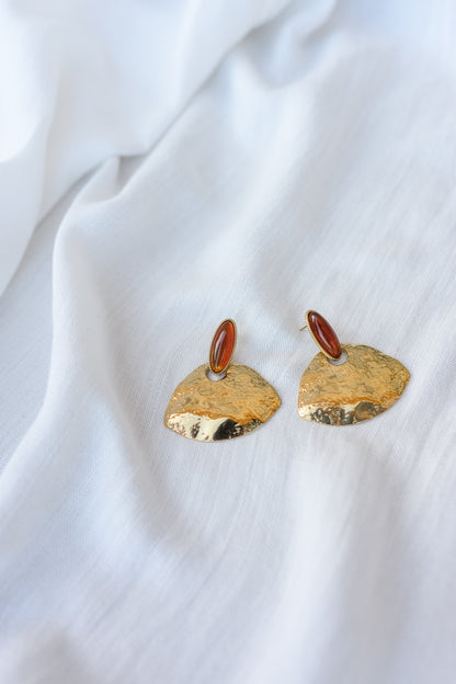 Golden And Brown Paly Earrings