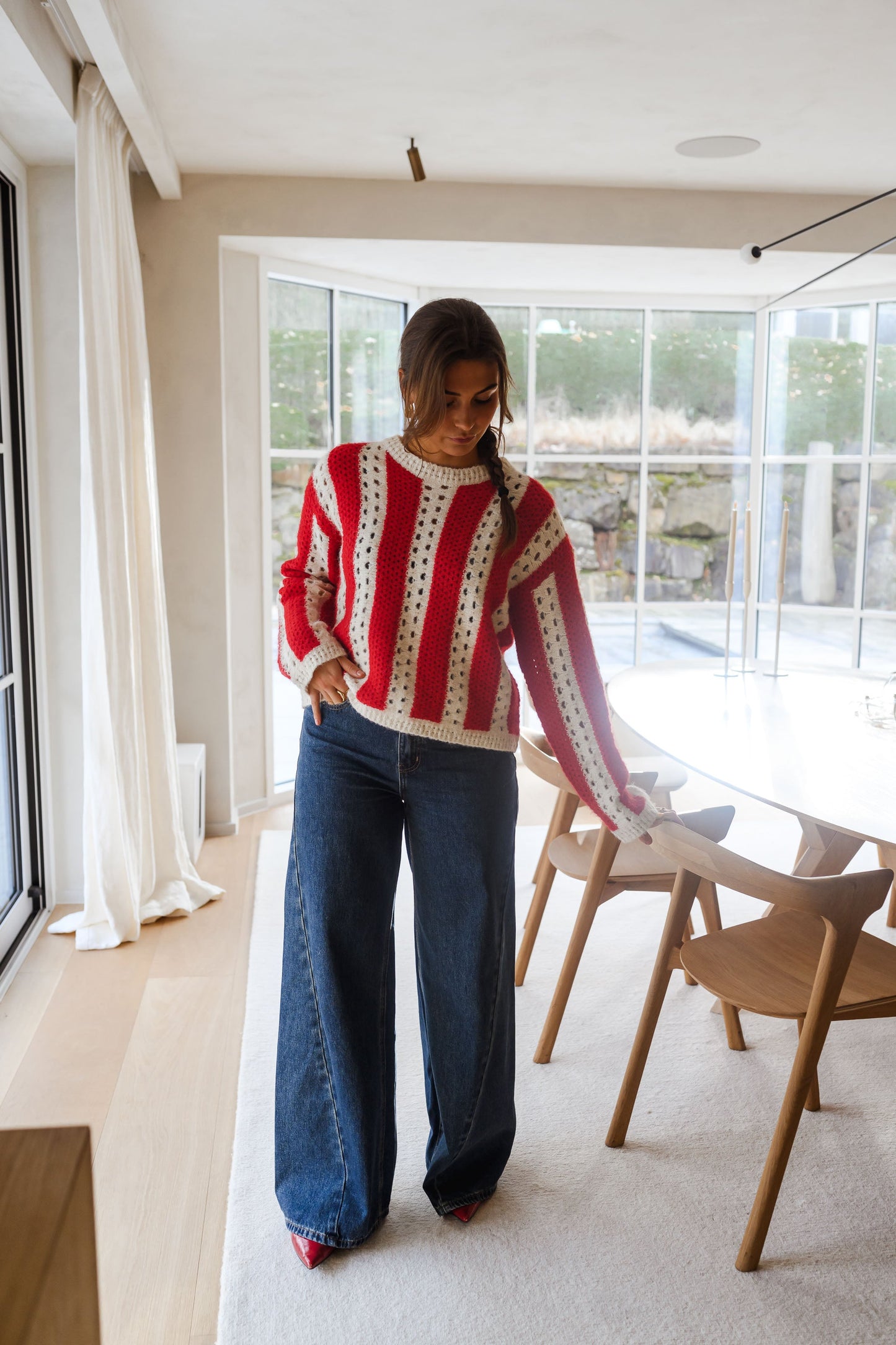 Red and Ecru Sage Sweater
