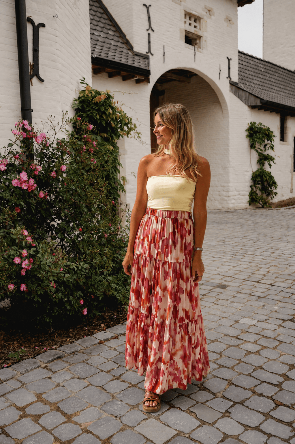 Red Patterned Nunza Skirt