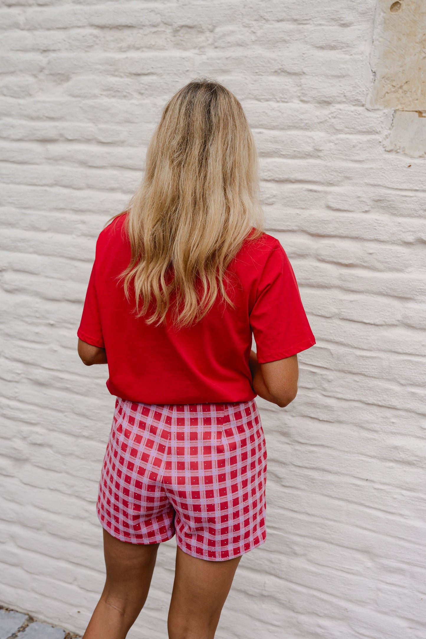 Red And Pink Plaid Cyrille Skort
