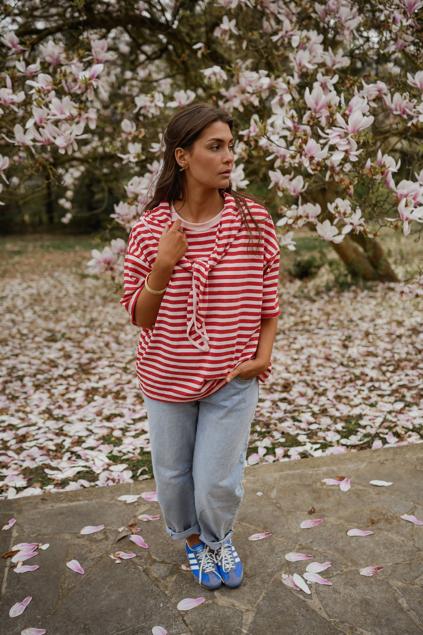 Red and Pink Striped Helia T-Shirt