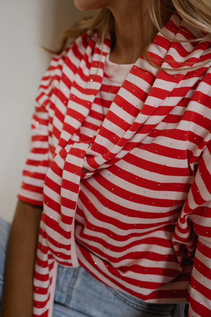 Red and Pink Striped Helia T-Shirt