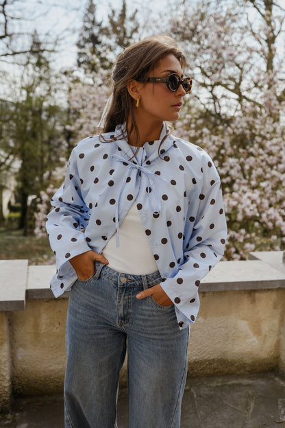 Sky Blue with Chocolate Polka Dot Medina Jacket