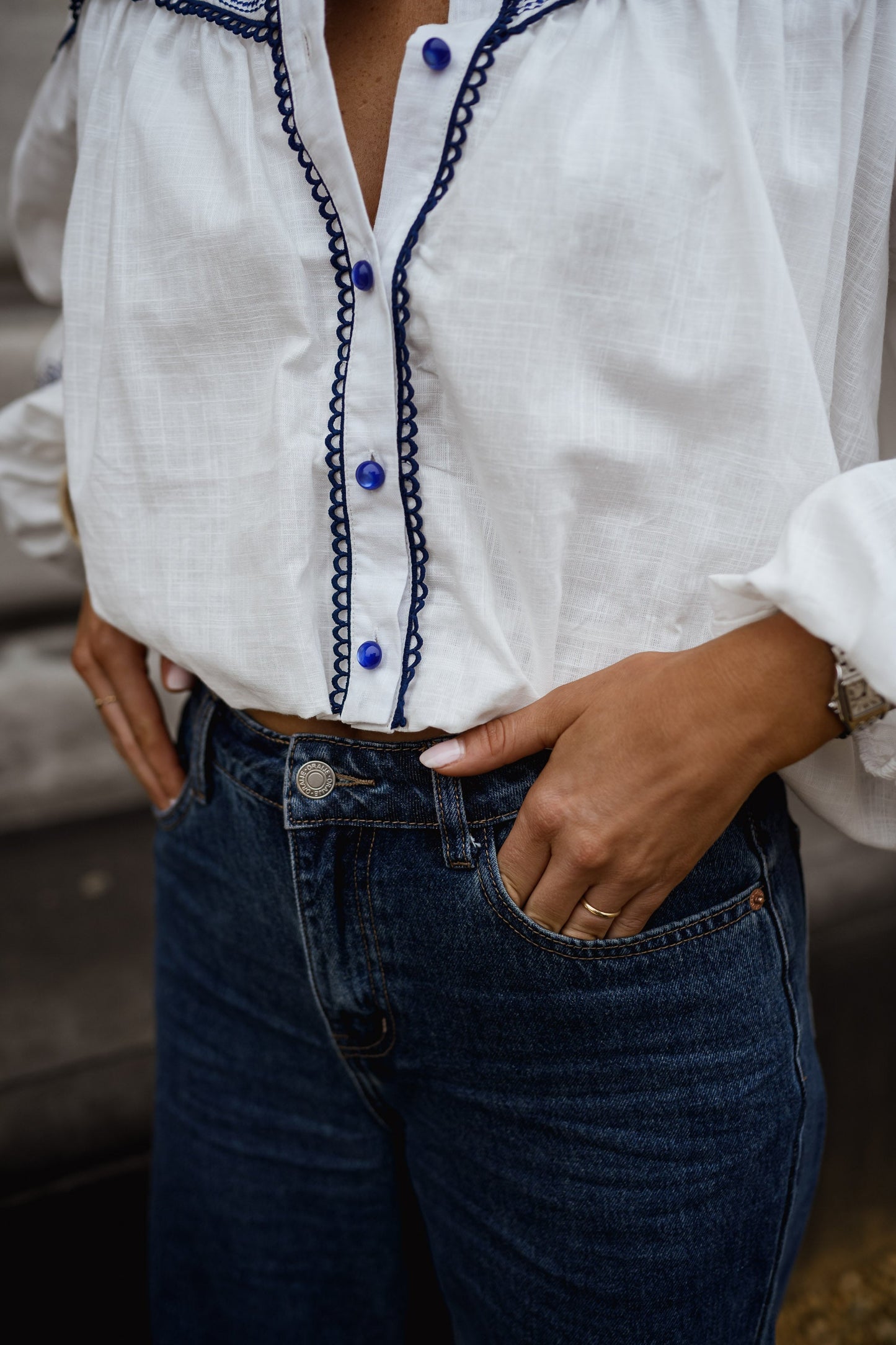 White and Blue Nadege Shirt