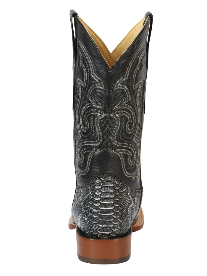 El General Men’s Imitation Python Print Rodeo Leather Boots - Gray