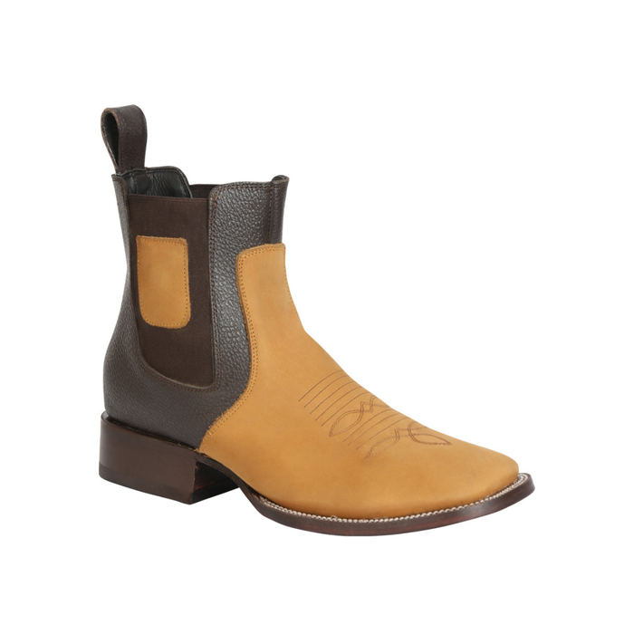 Brown and tan Chelsea boot