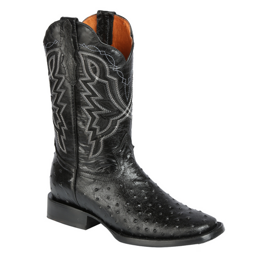 El General Rodeo - Imitation Ostrich Print skin boot - Black