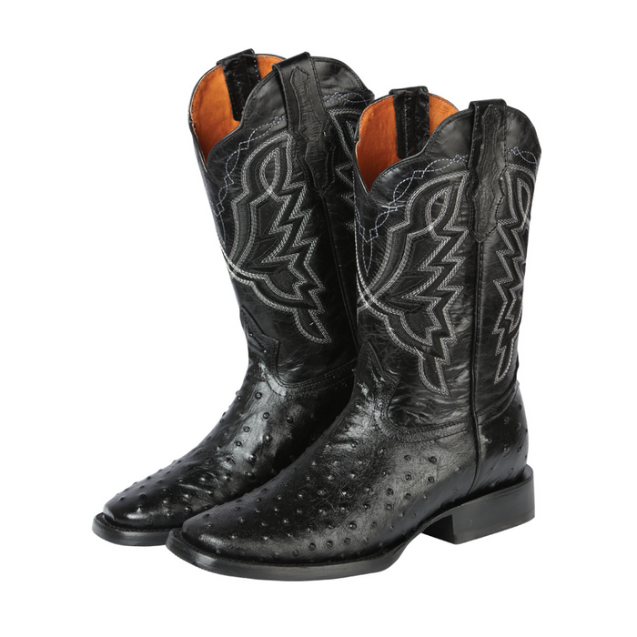 El General Rodeo - Imitation Ostrich Print skin boot - Black