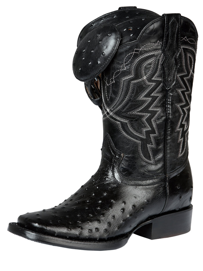 El General Rodeo - Imitation Ostrich Print skin boot - Black