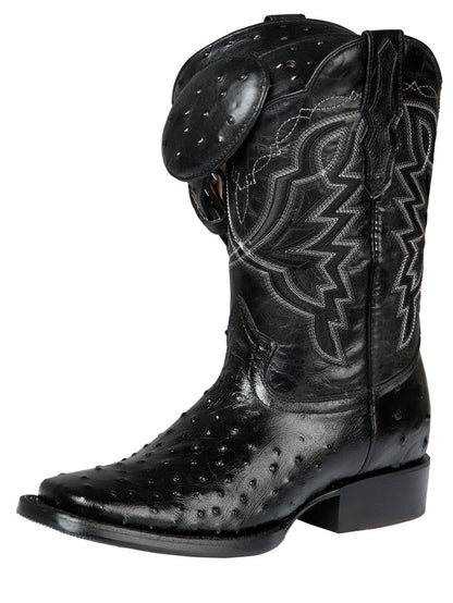El General Rodeo - Imitation Ostrich Print skin boot - Black