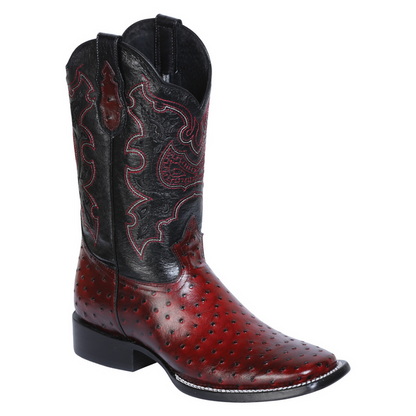 El General Rodeo Leather Boot - Imitation Avestruz Print Burgundy