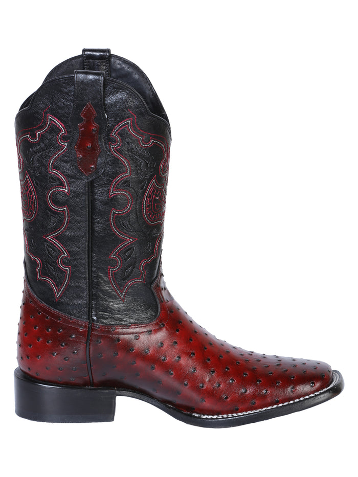 El General Rodeo Leather Boot - Imitation Avestruz Print Burgundy