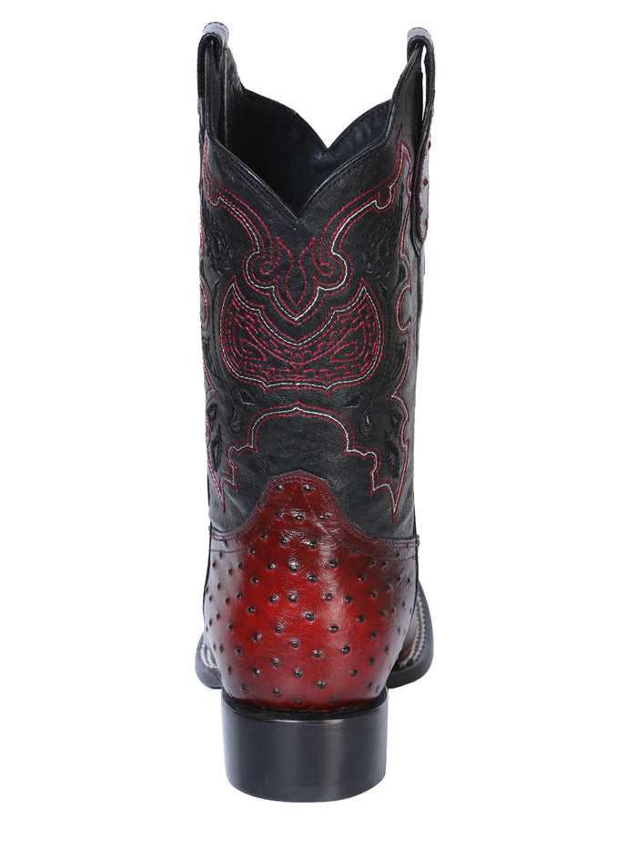 El General Rodeo Leather Boot - Imitation Avestruz Print Burgundy